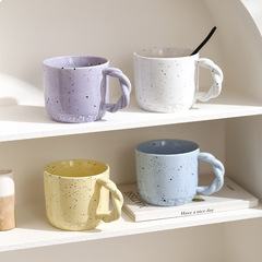 Dripping Ink Ceramic High-Endurance Mugs Creamy Soft FUFU Creative Water Cup Large Capacity Breakfast Cup Milk Cup