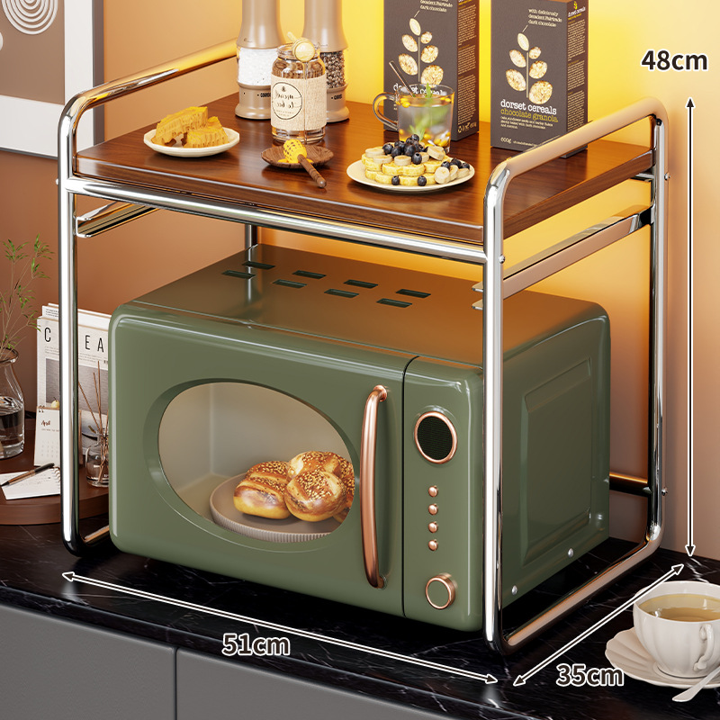 Estante de Cocina para Microondas y Horno de Acero al Carbono y Madera Aglomerada, Extraíble, para Encimera