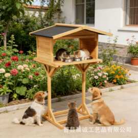 跨境木质猫窝宠物玩具躲藏屋宠物喂食器猫咪投食器猫爬架松鼠窝