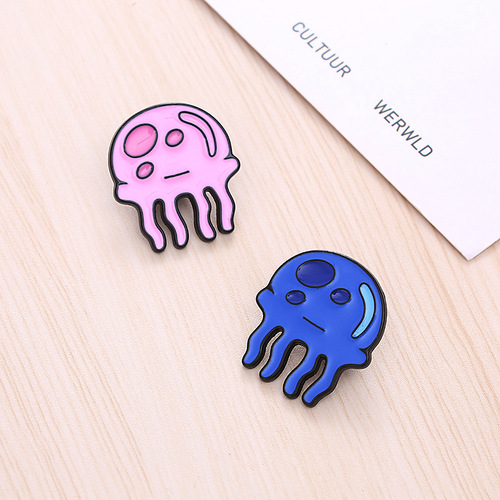 New cartoon marine life alloy brooch cute colorful jellyfish undersea animal badge shirt backpack accessories
