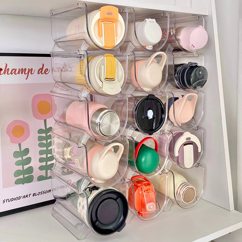 Water cup storage rack for thermos cups multi-layer transparent desktop creative home grape storage beverage and wine rack cross-border