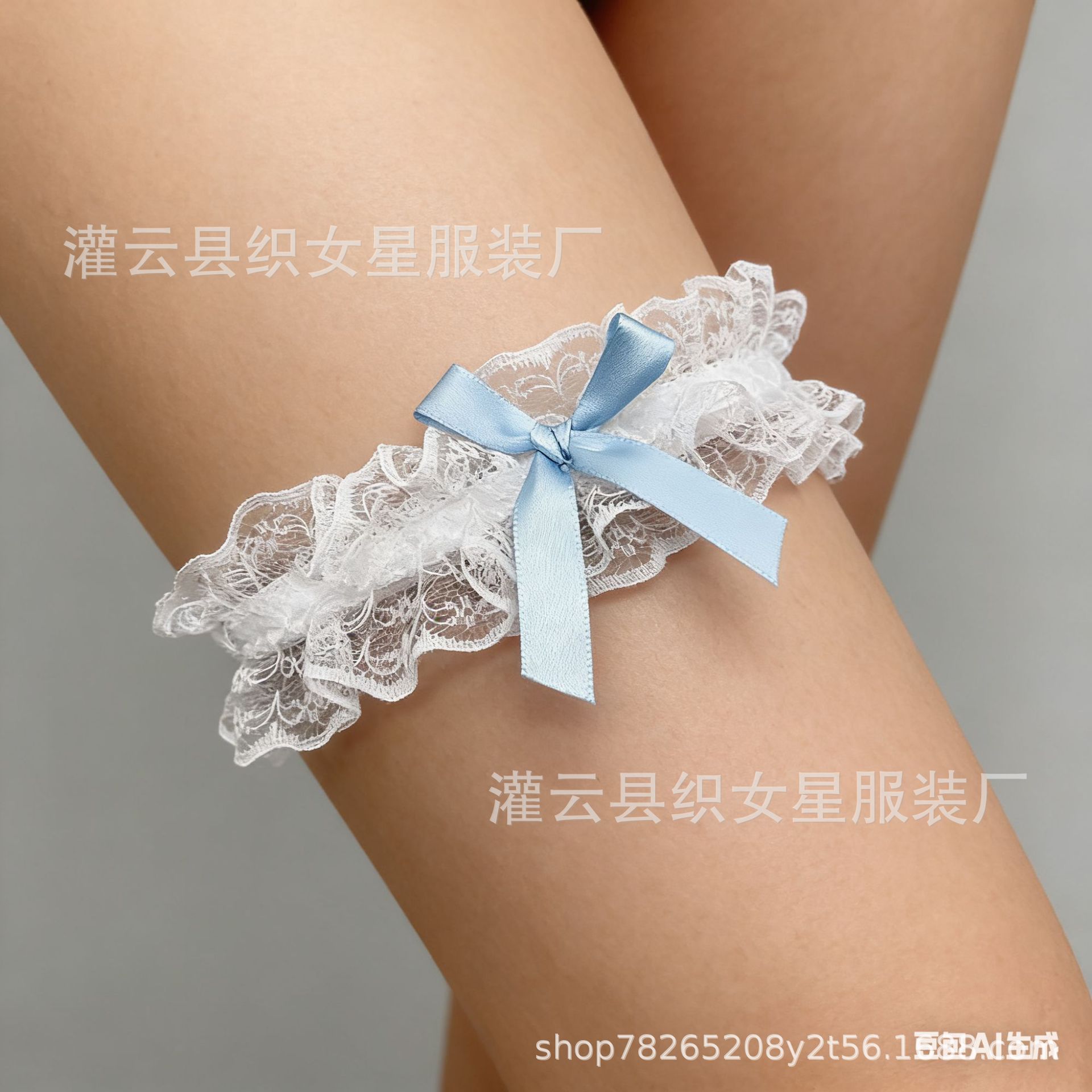 Japanese-Style Lace Bow Thigh Ring for Bridal Wedding Accessories — detail image 8