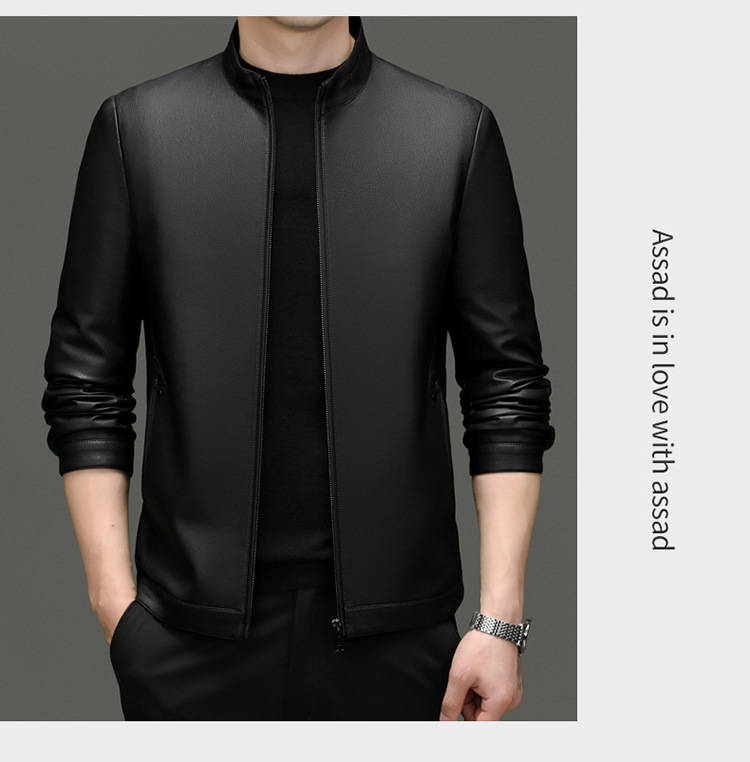 Stylish Men's Leather Jacket Stand Collar Winter Coat For Men_voghion.com