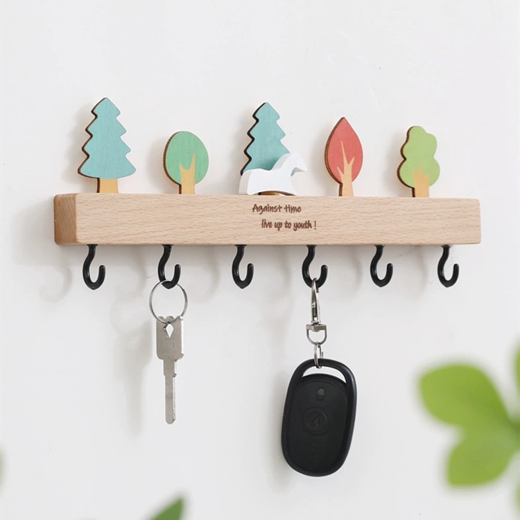 Крючок для ключей в стиле входа, настенная подвесная стойка для хранения ключей, милое украшение из массива дерева в скандинавском стиле