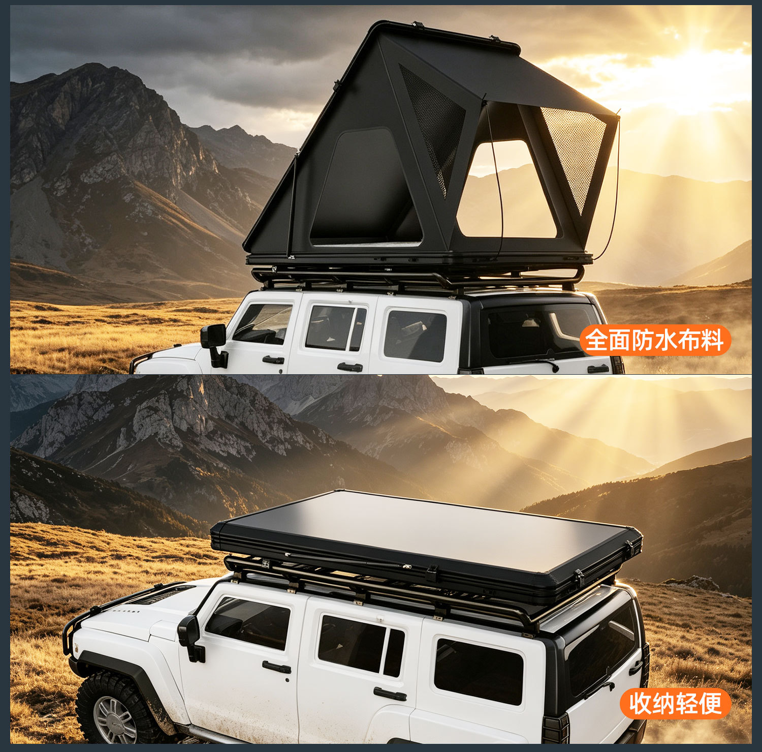 Cross-border bestseller: Triangular roof tent for self-driving trips, aluminum alloy hard-top camping tent, specialized for SUVs