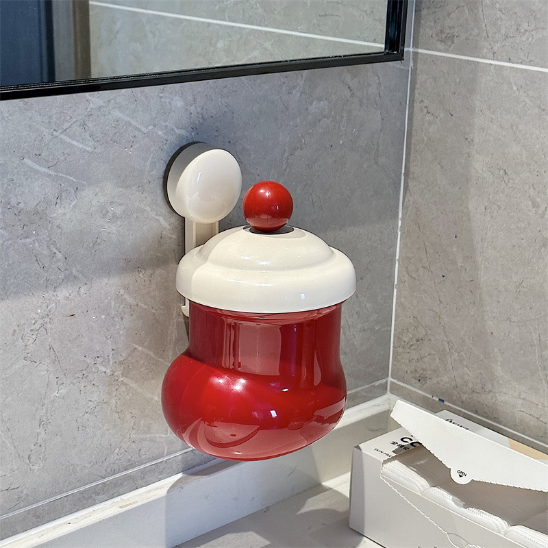 Botas de escritorio creativas caseras de alto nivel con cubierta encantadora basura de baño colgada en la pared