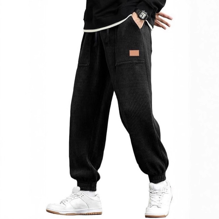Amazon Men's Corduroy Jogger Pants Casual Cargo Pants Drawstring Loose Tapered Sports Jogger Pants with Pockets