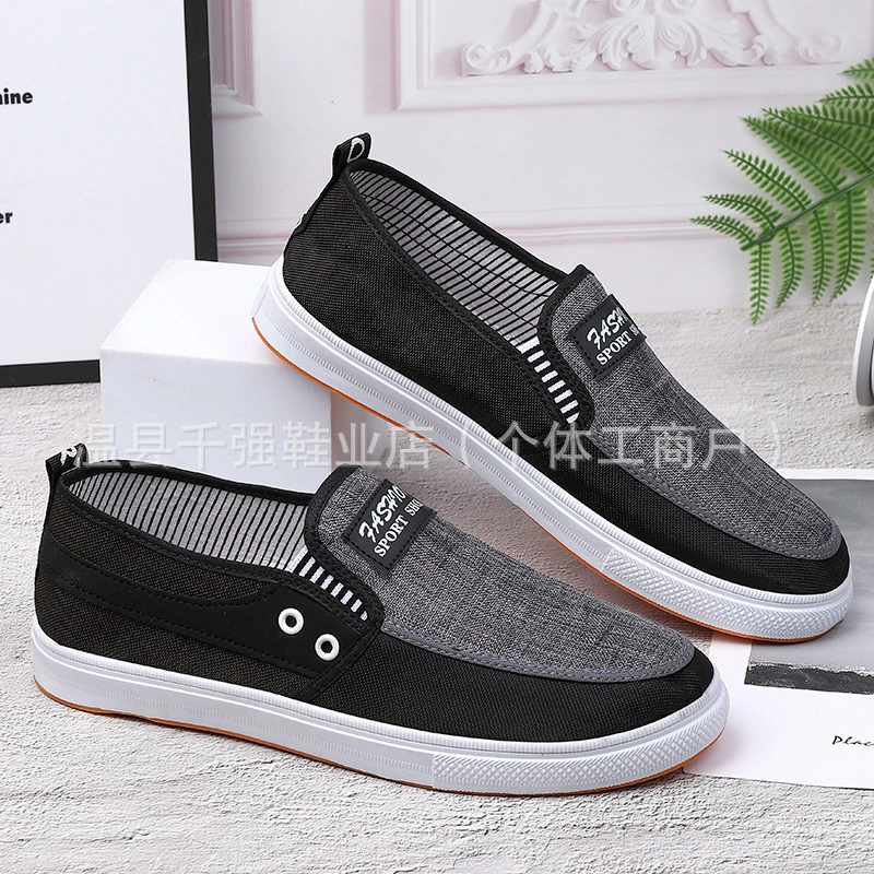 Новые стильные мужские тканевые туфли в стиле старого Пекина, туфли на сухожильной подошве, повседневные дышащие тканевые туфли без шнуровки, удобные кроссовки, парусиновые туфли