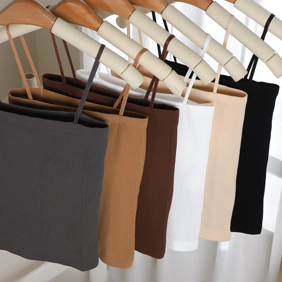 Threaded back camisole women's one-piece fixing Cup seamless no steel ring inside and outside wear long breast wrap tube top