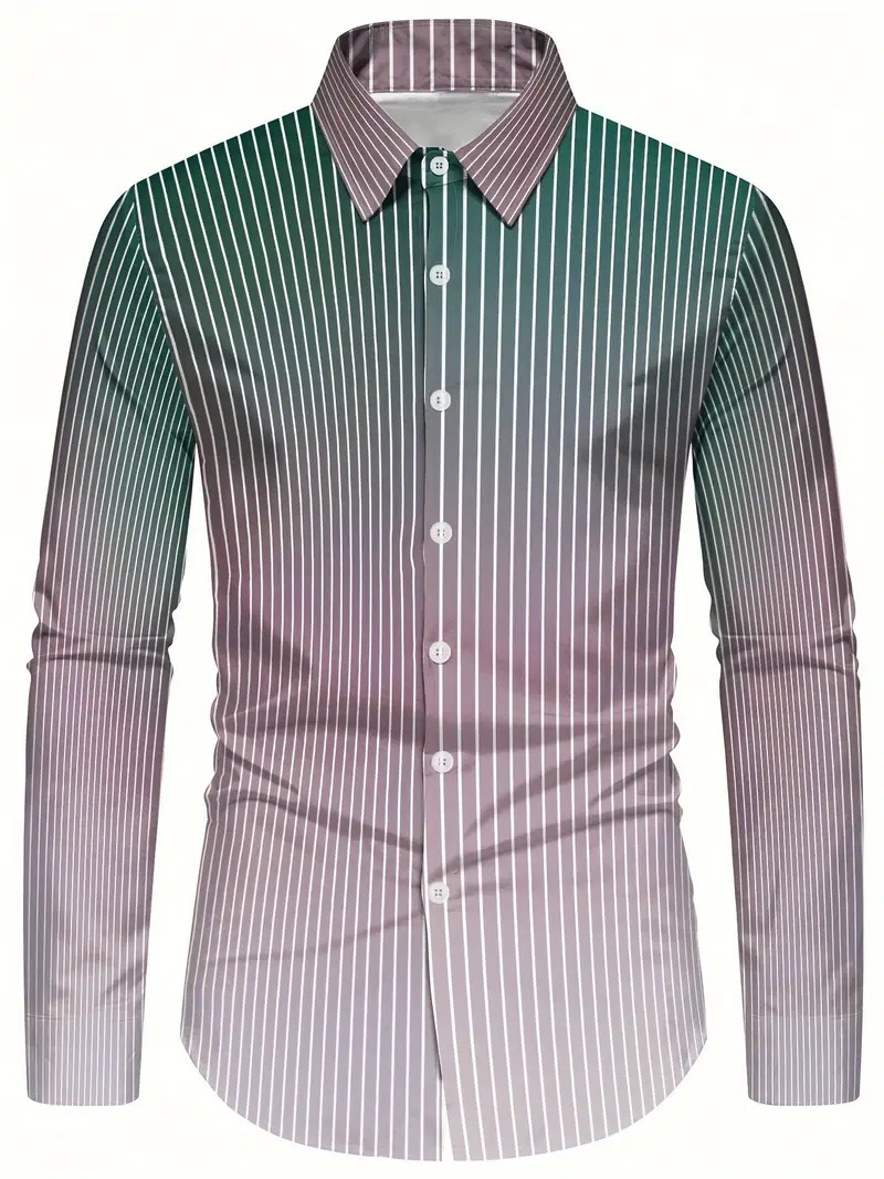 Camisa de solapa de diseño de nicho de la calle principal 2024 Camisa de manga larga con degradado de todo fósforo para hombre de otoño MB12