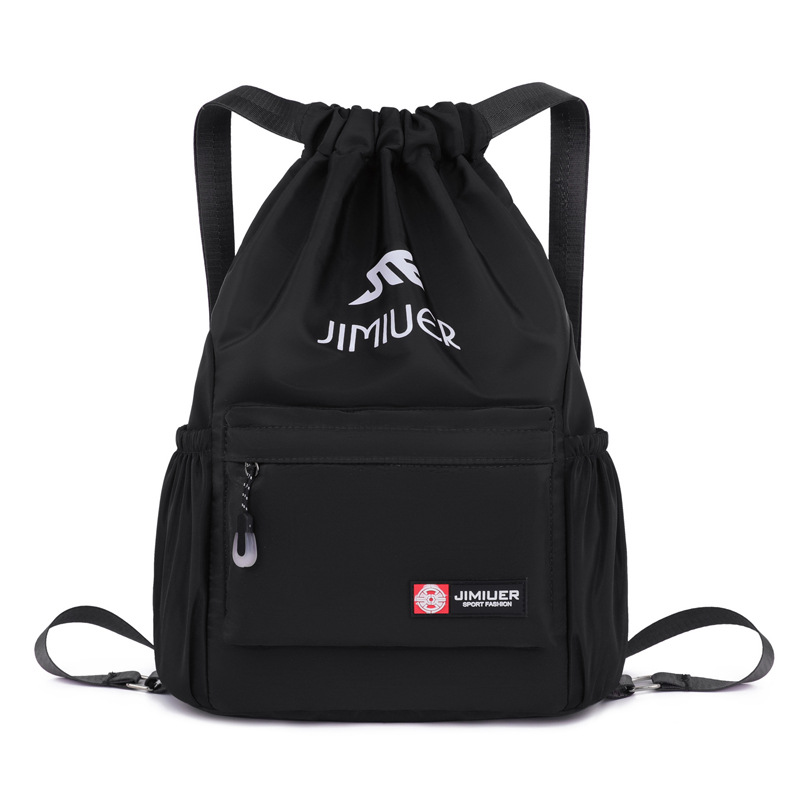 Gran capacidad con cordón hombro bolsa de tela fitness cordón con cordón bolsa de nylon bolsa de almacenamiento de tela deportes viaje mochila con cordón