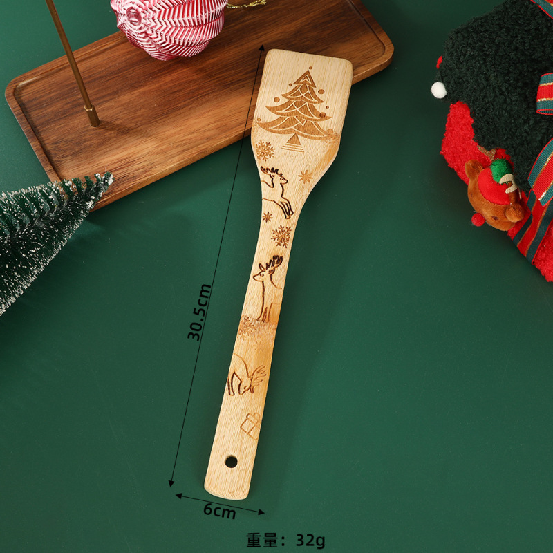 外国貿易クリエイティブかわいいクリスマス食器シャベル木製シャベル調理デザインフォークとスプーンセット木製食器卸売|undefined