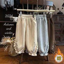 女童休闲裤秋装2025新款洋气儿童束脚裤秋冬加绒卫裤女孩冬季裤子