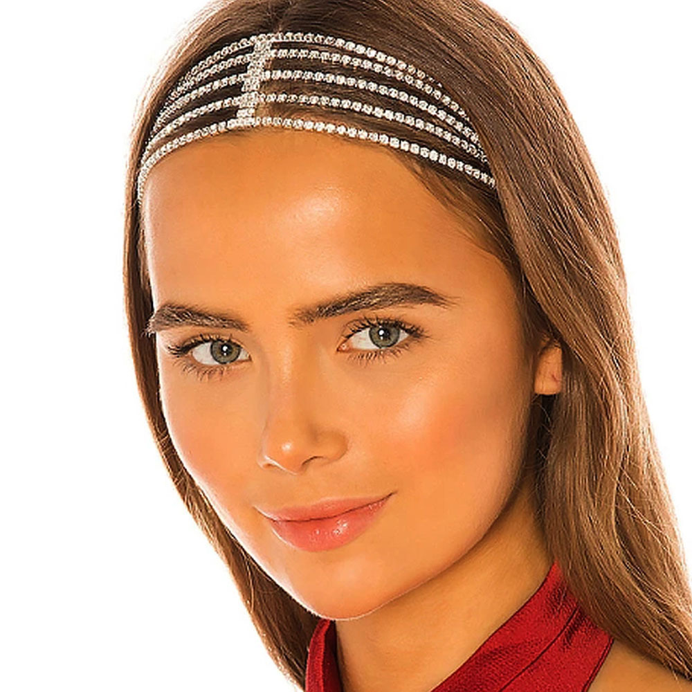 New Trend Simple Fashion Bridal Elastic Multi-layer Rhinestone Headband display picture 1