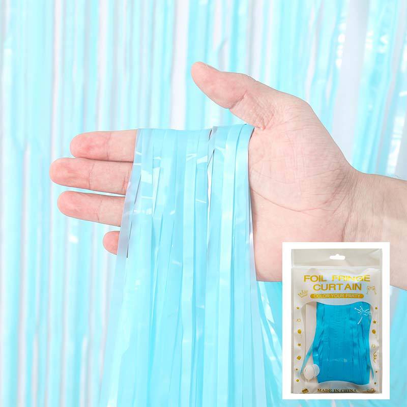 Cortina de lluvia de colores de alto brillo transfronteriza decoración de fiesta de cumpleaños cortina de lluvia láser de macaron brillante de 1*2 m