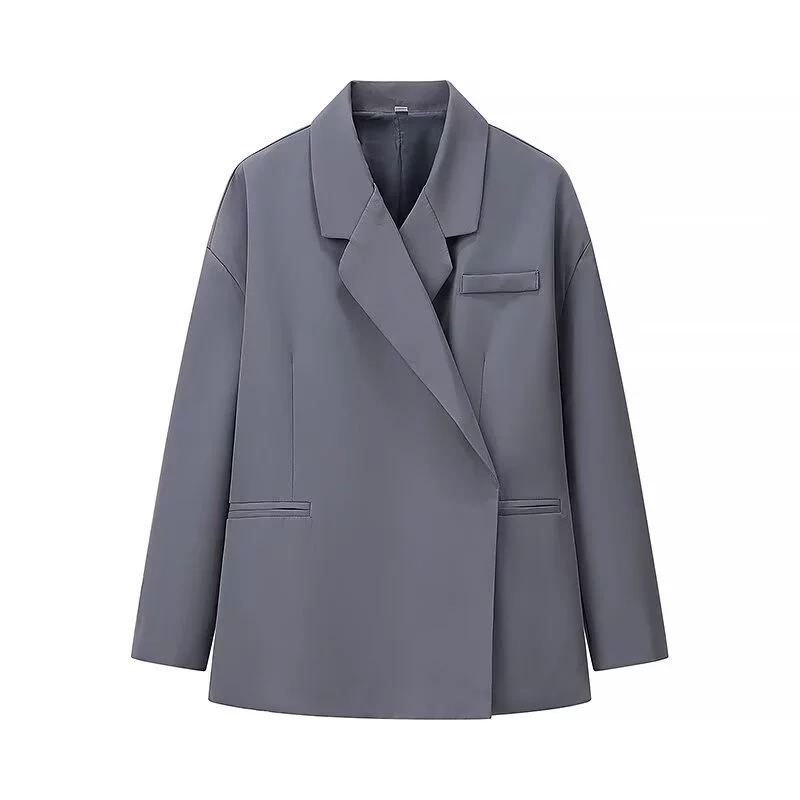 Loose-Fit Women's Blazer, Classic European City Western Style Jacket, S–L, Black/Gray/Khaki