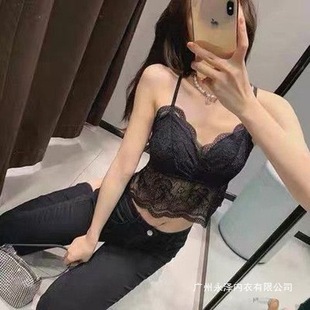 Sexy Lace Camisole Bra for Women with No Underwire, Padded Bandeau for Small Bust, Push-Up and Gathering Bra