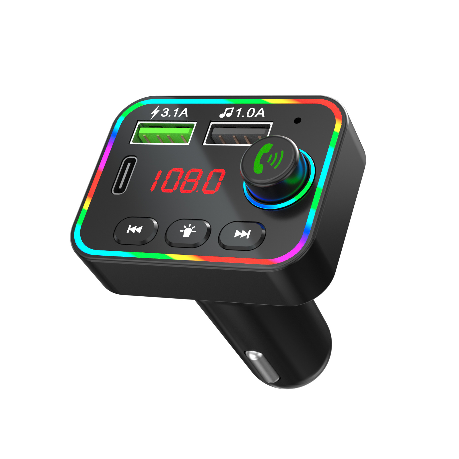 New F4 Car MP3 Bluetooth Speaker Colorful Breathing Light QC3.1AU Disk Music PD Fast Charging Dual Port Factory