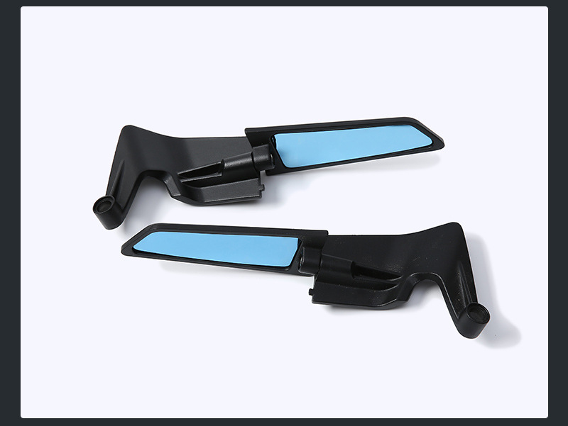 Motorcycle Rearview Mirror Aluminum Alloy Rotatable Fixed Wing Rearview Mirror High-Definition Large Field of View Blue Mirror Modification Accessories