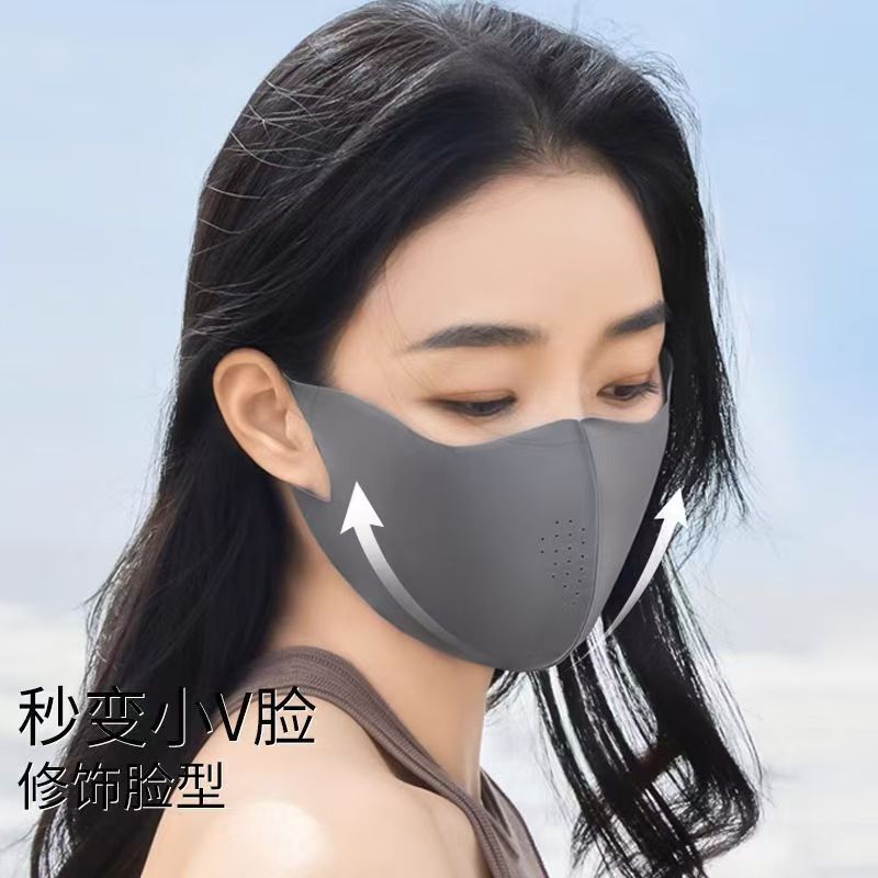 アイスシルク日焼け止めマスク、薄く通気性のある排気穴、抗UVサンシェード、シームレスな目の保護、立体的な夏用マスク|undefined