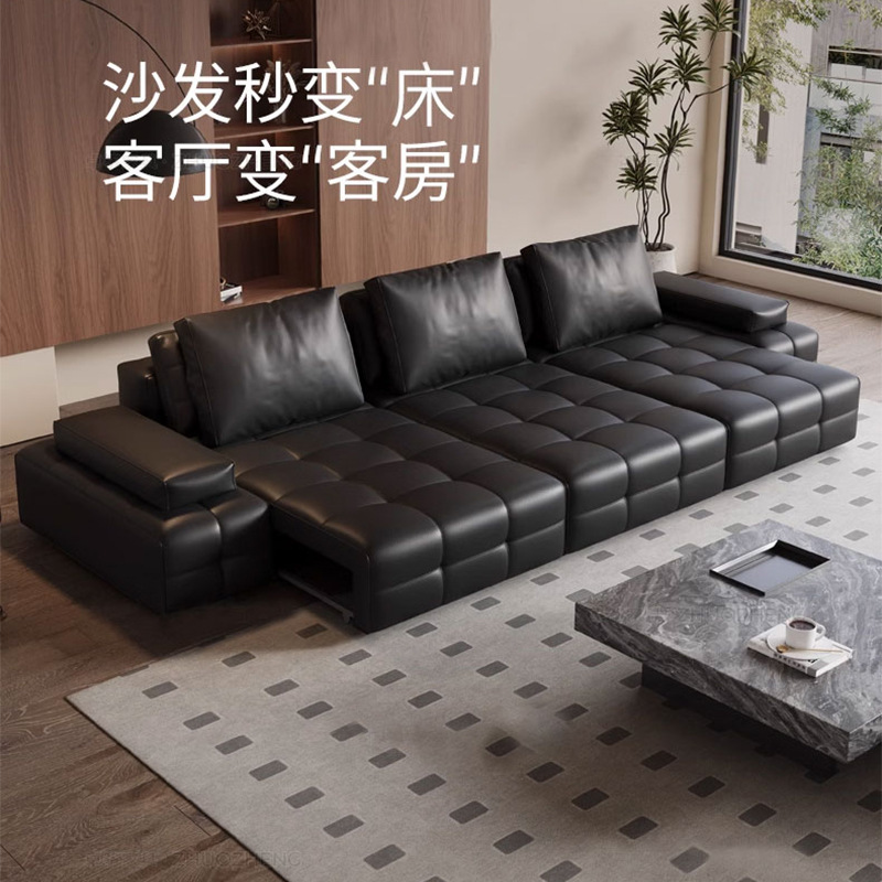 Sofá eléctrico de cuero real, sofá de control remoto inteligente, sala de estar de alta gama, sofá cama de diseño doméstico
