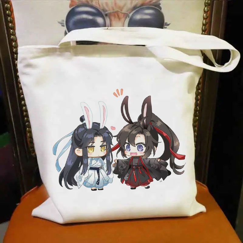 El maestro de magia alrededor de los estudiantes bolsa de lona animada de alta calidad de dibujos animados bolsas de hombro de gran capacidad