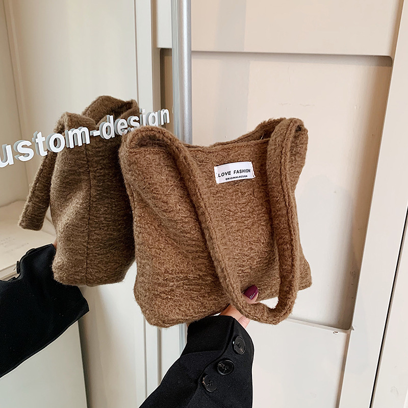 Invierno lana coreana 2024 nueva moda alta sensación de lujo ligero bolso brazo bolso de hombro bolso de mujer
