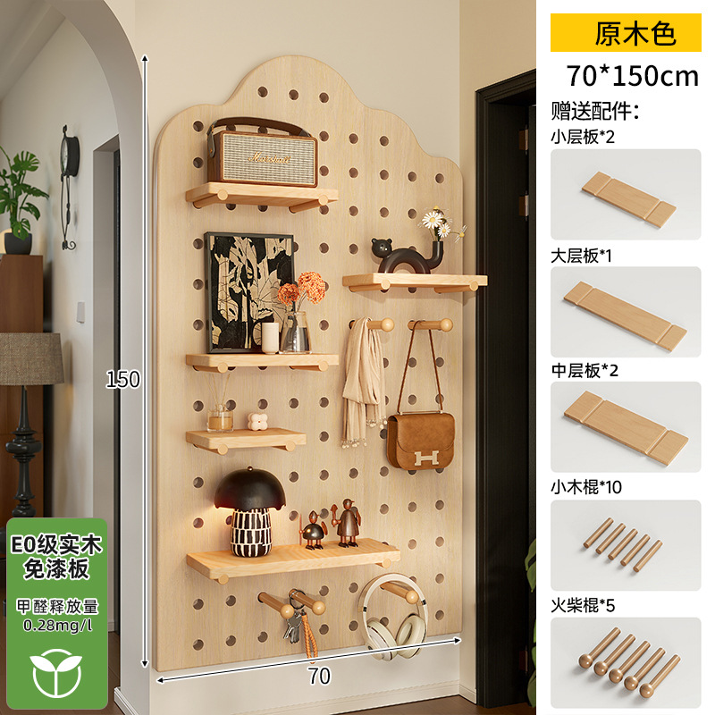 Hoyo de madera de color nuez hoyo tablero estante de madera sólida pared de modelado puerta de entrada de la casa pared detrás de la decoración estante de exhibición