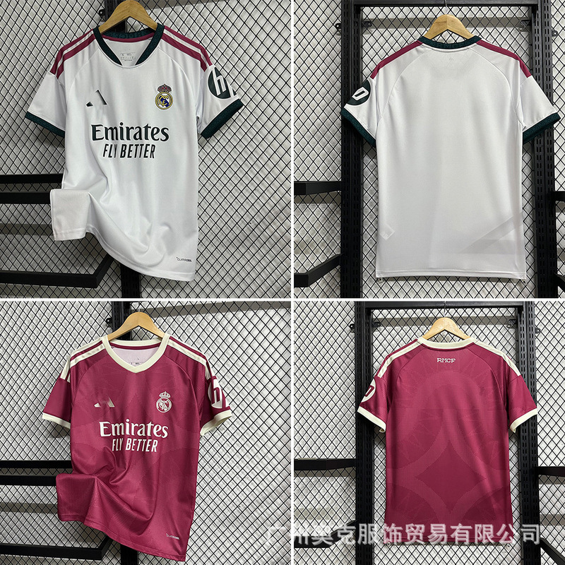 2627 Real Madrid Home and Away Fan Jerseys Fans Football Uniforms Thai Version Short-Sleeved T-Shirts Wholesale Cross-Border