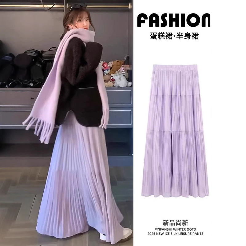 Purple Pleated Skirt for Women, 2026 Summer New Style, Mid-Length, High-Waisted, Fairy-Style A-Line Skirt for Petite Figures Purple Pleated Skirt for Women, 2026 Summer New Style, Mid-Length, High-Waisted, Fairy-Style A-Line Skirt for Petite Figures