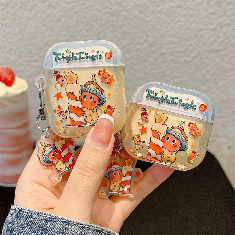 Cute Wishing Star Man Suitable for AirPods Pro Cream Shell 2/3/4 Generation Wireless Bluetooth Headset Protective Cover