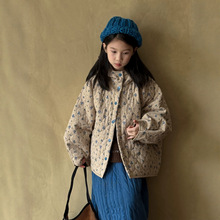 湖州织里童装2025冬季新品女童小碎花棉衣外套儿童满印立领童外套