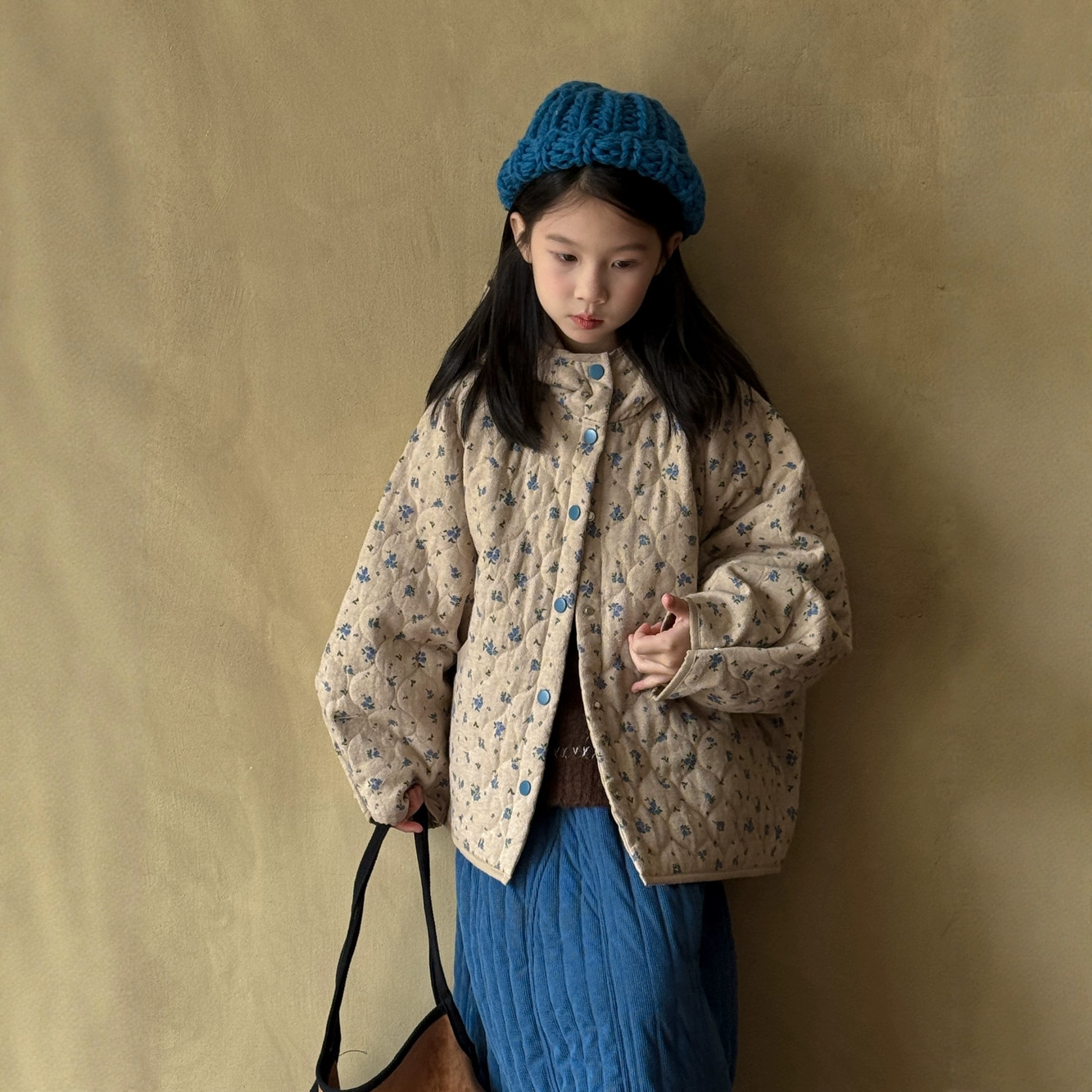 湖州织里童装2025冬季新品女童小碎花棉衣外套儿童满印立领童外套