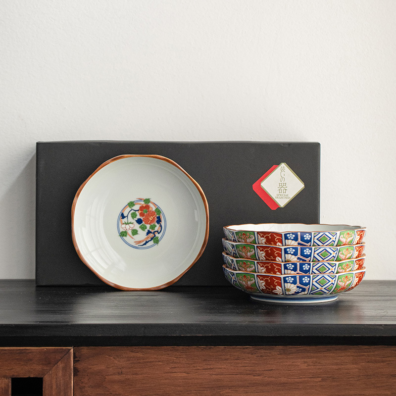 Japan Imported Arita Ware Palace Style Ancient Imari Rice Bowl Light Luxury Retro Small Bowl Ceramic Tableware Gift Set