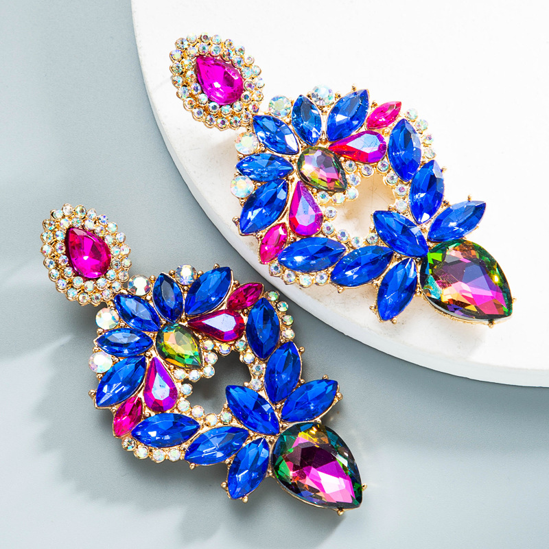 Nihaojewelry Gros Bijoux En Alliage Coloré Diamant Goutte D'eau Boucles D'oreilles display picture 3