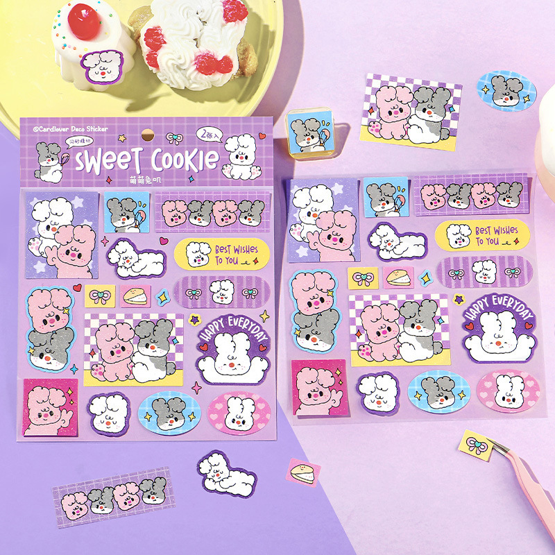 La carta de los amantes coreanos ins pegatinas de la serie de pastel dulce feliz cuentas de mano adorables pegatinas de material de tarjeta posterior de teléfonos celulares