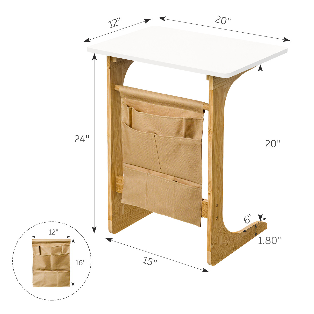 Mesa auxiliar de sofá minimalista moderna, mesa de té de madera maciza, escritorio, mesa pequeña, mesa plegable de oficina junto a la cama, multifuncional