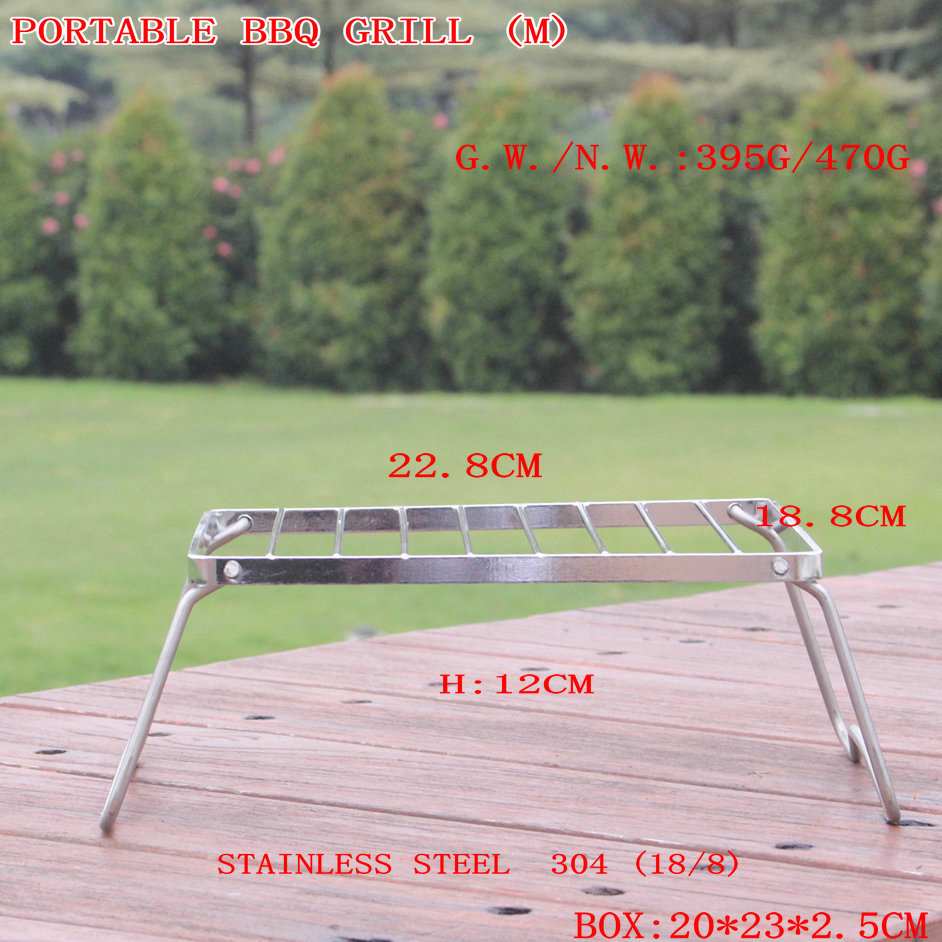 Venta al por mayor de acero inoxidable 304 al aire libre portátil plegable mini parrilla camping picnic barbacoa parrilla olla estufa soporte de cabeza