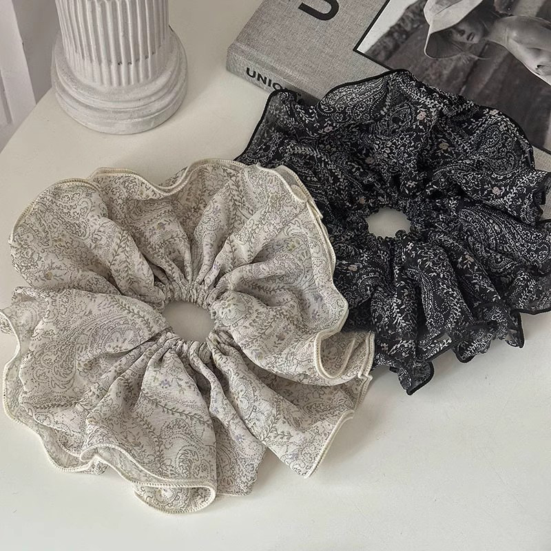 Großes Vintage Blumen Scrunchie Für Damen Modisches Haar-accessoire_voghion.com