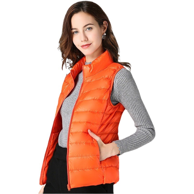 Lightweight Down Vest Women's Short stand collar slim vest autumn and winter New down vest plus size vest coat for women