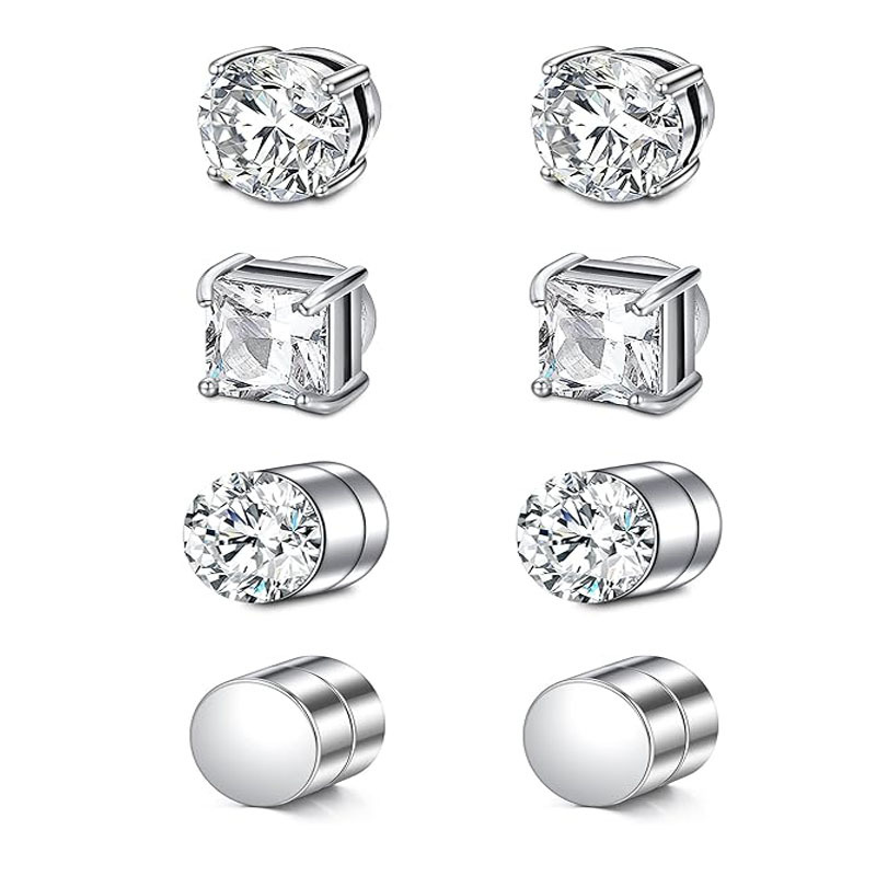 Cross-Border Hot-Selling 316 Stainless Steel Earrings Without Piercings, Zircon Magnet Ear Clips, Ear Bone Studs, Ear Jewelry Set, Direct from Factory