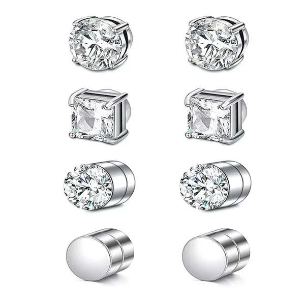 Cross-Border Hot-Selling 316 Stainless Steel Earrings Without Piercings, Zircon Magnet Ear Clips, Ear Bone Studs, Ear Jewelry Set, Direct from Factory