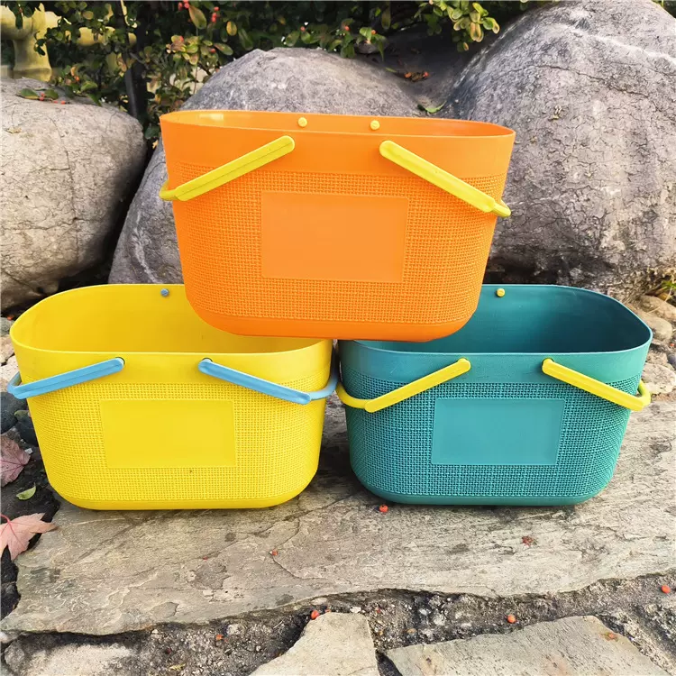 手提洗澡篮子塑料洗浴收纳浴室框家居塑料澡篮洗漱沐浴蓝筐软浴筐