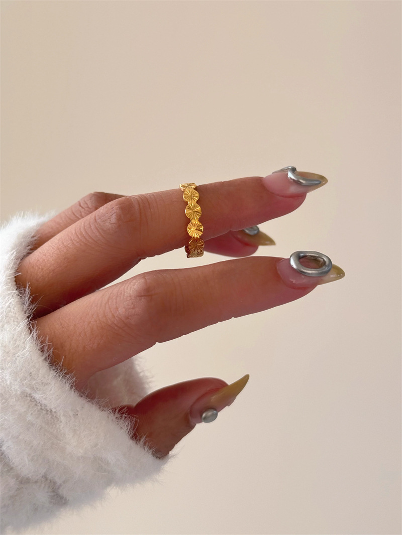 Geometric Pattern Wholesale Jewelry Lady Geometric Titanium Steel Rings