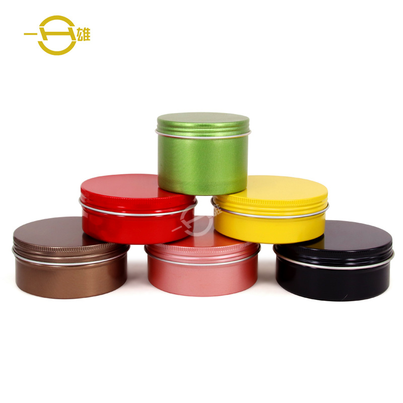 彩色圆形螺口铝盒发蜡车蜡铝罐糖果盒蜡烛盒食品级金属铝制包装盒