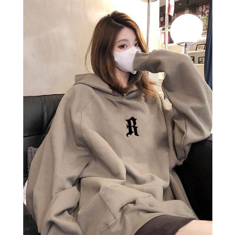 美式重磅卫衣秋款2025新款女韩系慵懒风穿搭印花款外套连帽复古薄|undefined