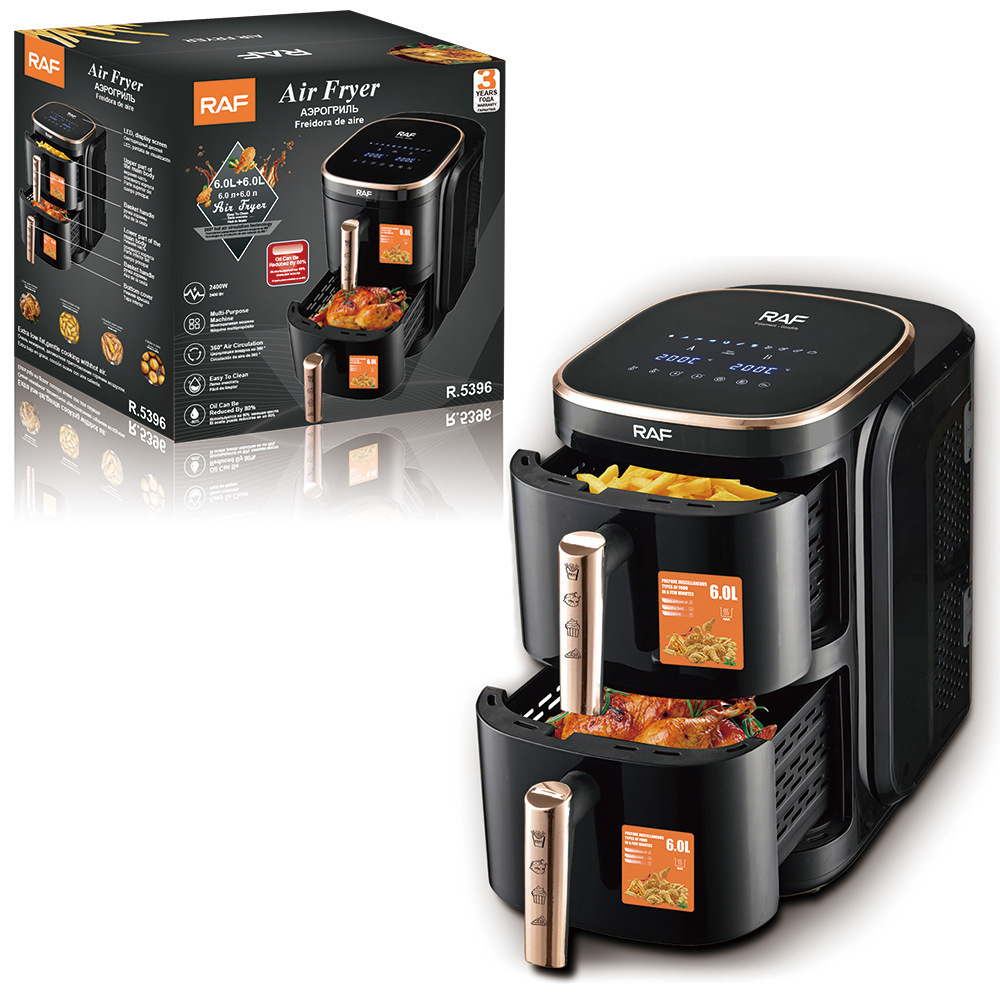 RAF europeo doble aire eléctrico frito 6L 6L olla de gran capacidad para el hogar multifuncional inteligente sin aceite freidora eléctrica sin humo