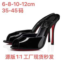 外贸法式cl欧美红底女细高跟鞋性感尖头浅口单鞋高跟鞋鱼嘴女鞋