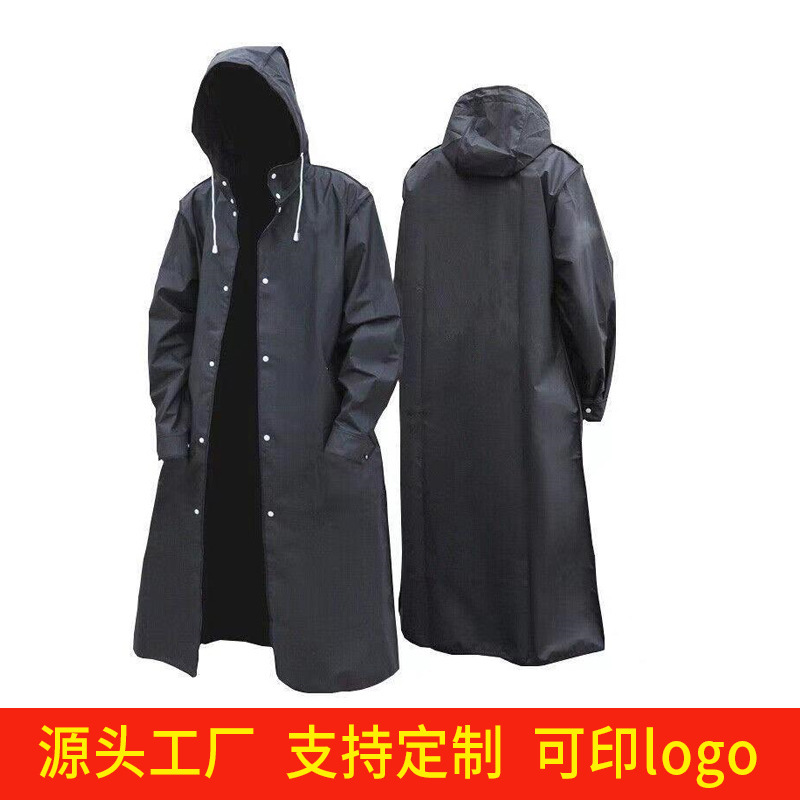 Factory Printable LOGO Men's Black Fashion Raincoat Outdoor Hiking Trendy Brand Women's Raincoat Thickened Student Poncho Factory Printable LOGO Men's Black Fashion Raincoat Outdoor Hiking Trendy Brand Women's Raincoat Thickened Student Poncho