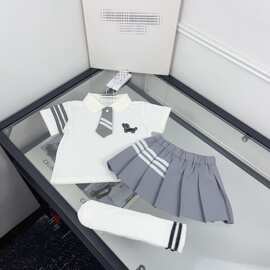 新生婴儿夏装王心凌同款jk学院风套装女宝宝衣服夏季女婴满月哈衣